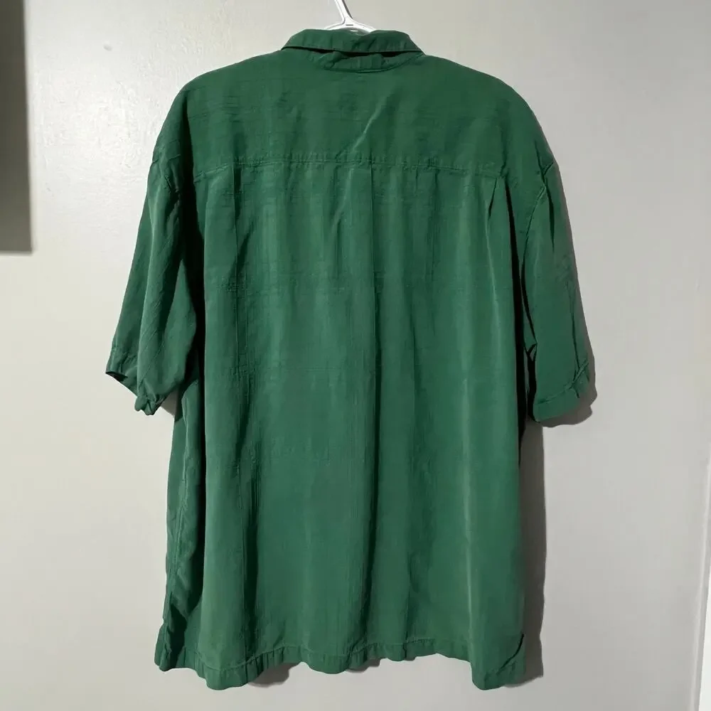 Tommy Bahama 100% Silk Shirt Mens XL Green Short Sleeve Button Up Hawaiian - Picture 2 of 8